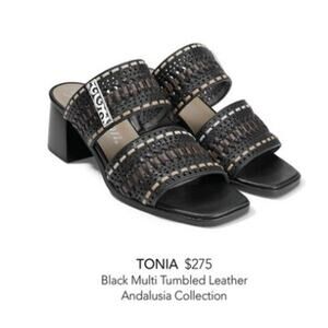 NWOB Brighton Tonia Block Heel Black Sandals Size 8